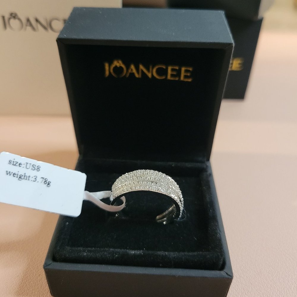 Sterling Silver and White Topaz multi row ring
